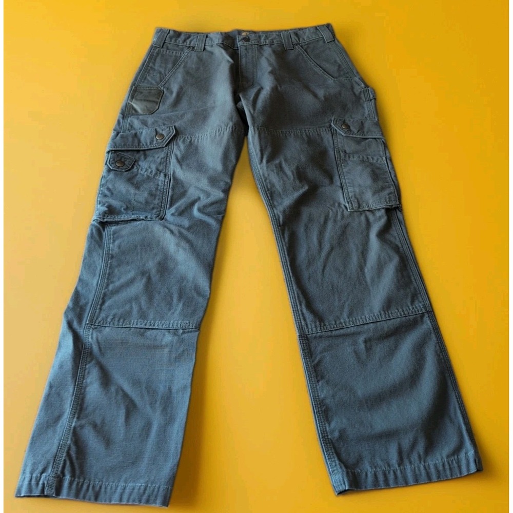 Carhartt B342 MOS Green Canvas Relaxed Fit Ripstop Double Knee Pants Men's 34x32